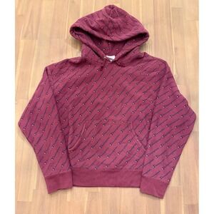 Champion‎ Reverse Weave All Over Logo Hoodie Burgundy Large Hoodie